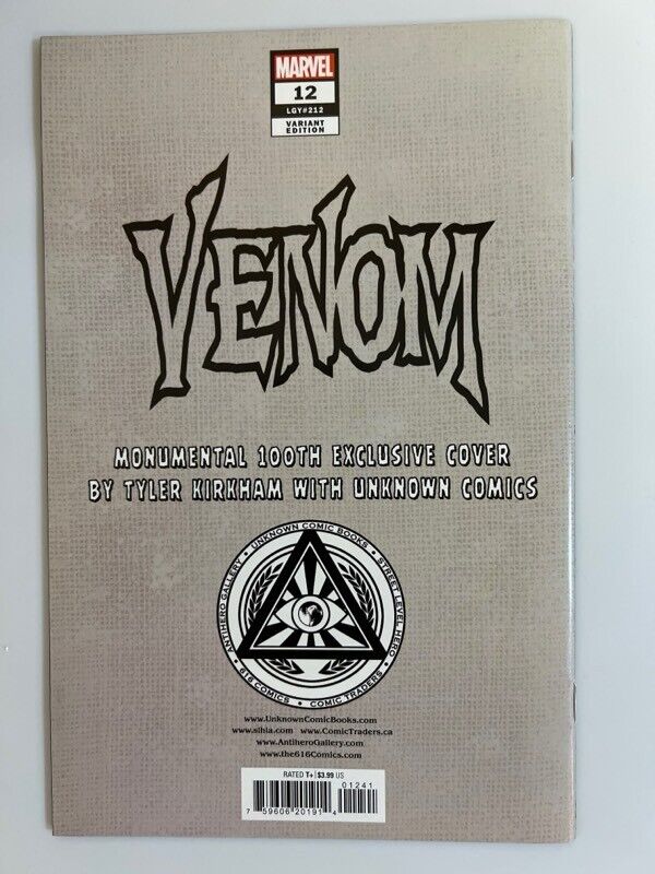 VENOM #12 UNKNOWN COMICS TYLER KIRKHAM EXCLUSIVE VARIANT