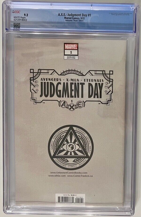 A.X.E. JUDGMENT DAY #1 (DAVID NAKAYAMA VIRGIN VARIANT) ~ CGC GRADED 9.2!!!!