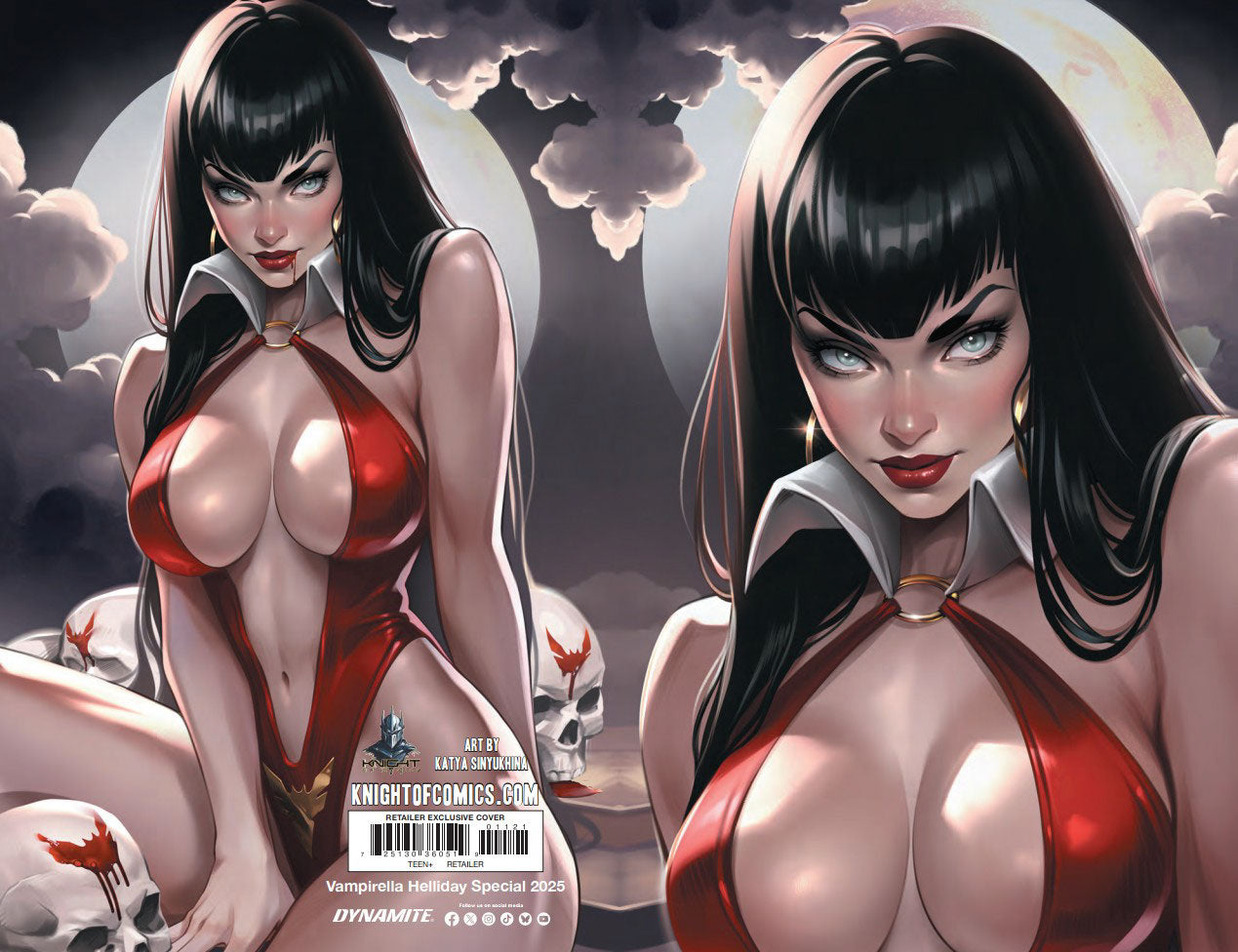 VAMPIRELLA HELLIDAY SPECIAL 2025 - KATYA SINYUKHINA WRAPAROUND COVER A METAL FANEXPO NEW ORLEANS KNIGHT OF COMICS EXCLUSIVE LTD 20