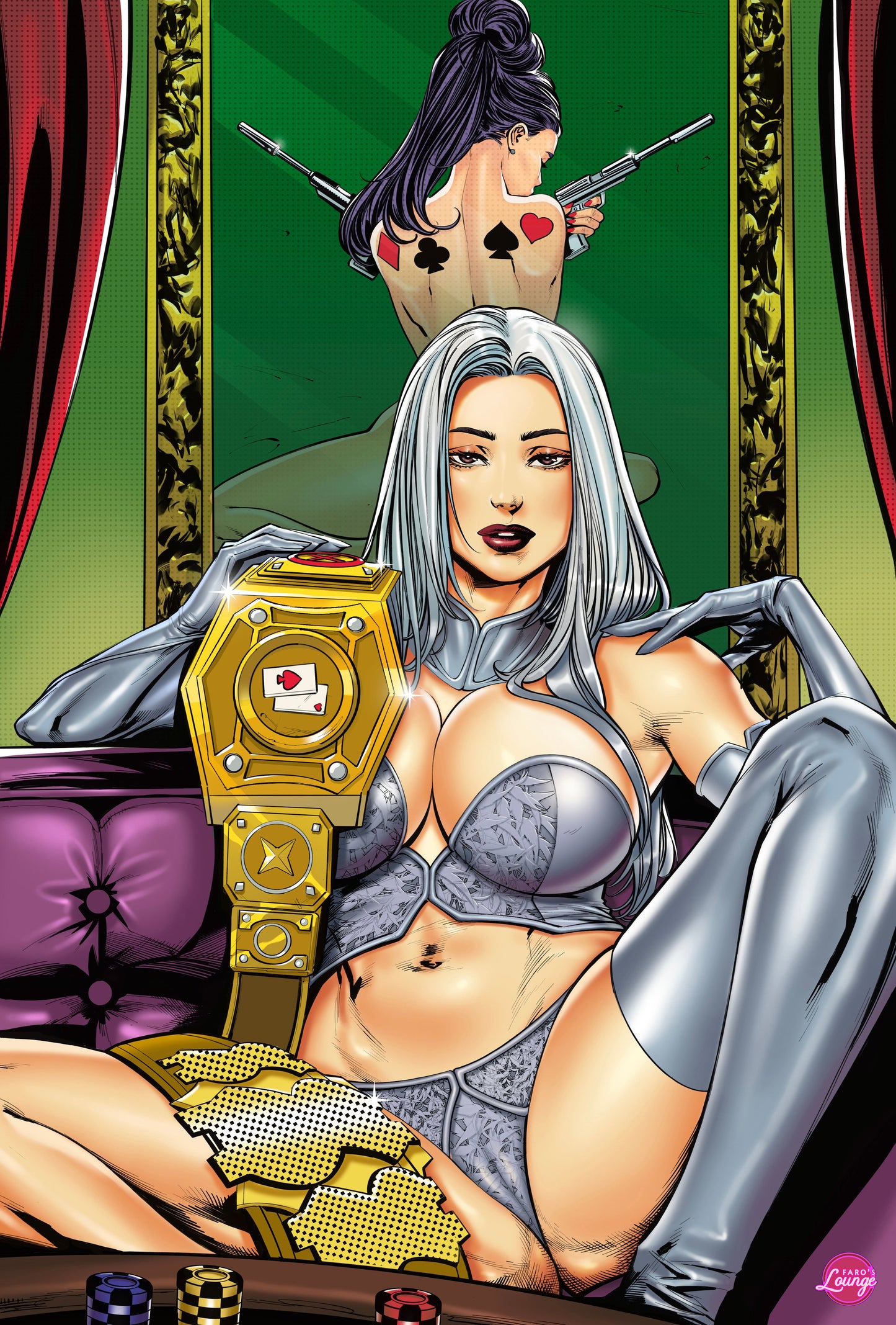 Superhero Strip Poker Champion – Emma Frost 4-Poster Combo | Faro's Lounge