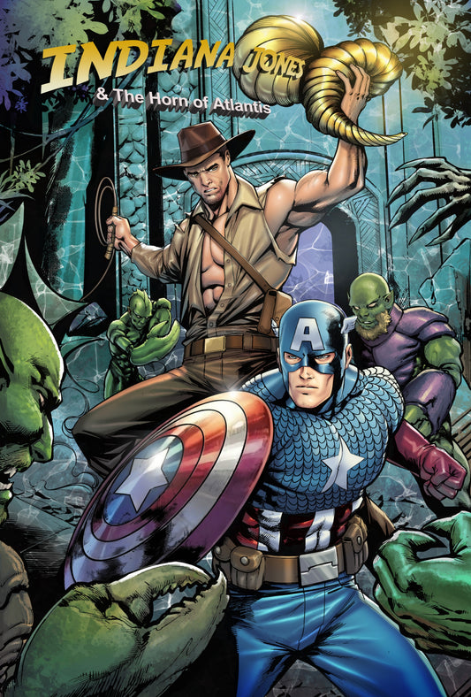 Indiana Jones & Captain America – Horn of Atlantis Team-Up Poster | Faro's Lounge
