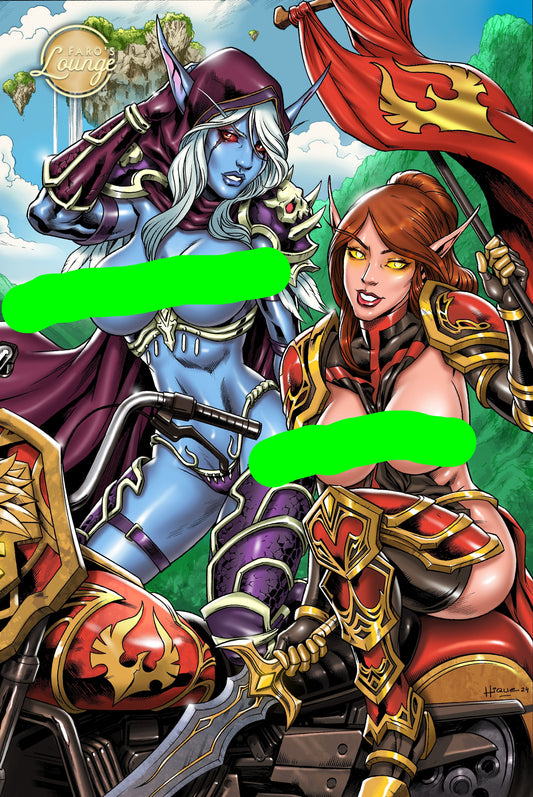 Lady Liadrin & Sylvanas Windrunner – World of Warcraft Sui-Cycle Chopper Poster | Faro's Lounge