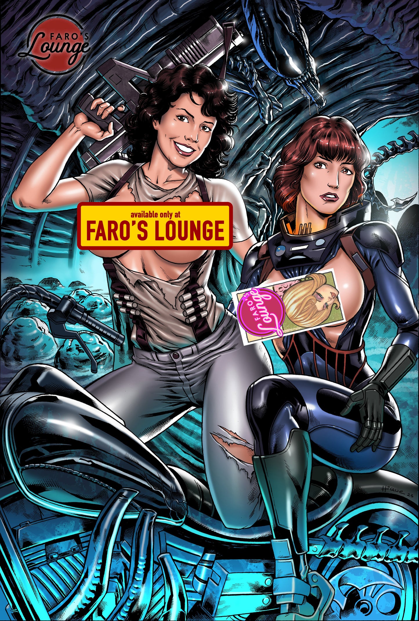 Ripley & Shaw – Alien x Prometheus Xenomorph Chopper Poster | Faro's Lounge