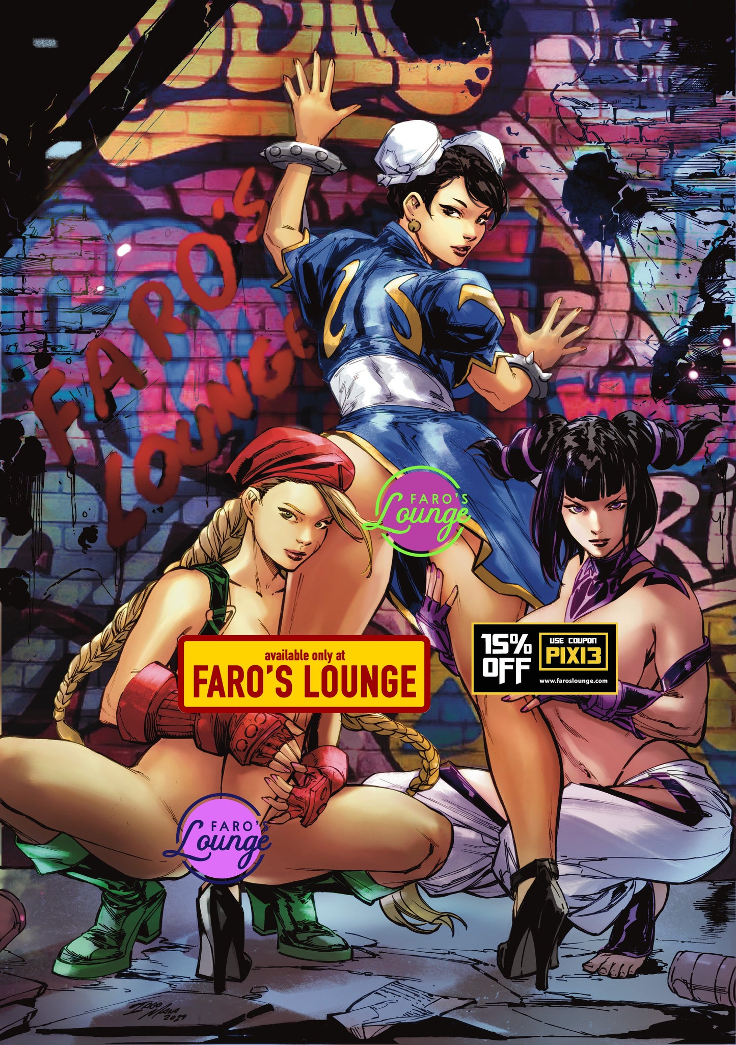 Street Fighter Graffiti Party – Chun-Li, Cammy & Sakura Poster | Faro's Lounge