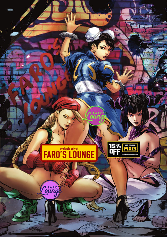 Street Fighter Graffiti Party – Chun-Li, Cammy & Sakura Poster | Faro's Lounge