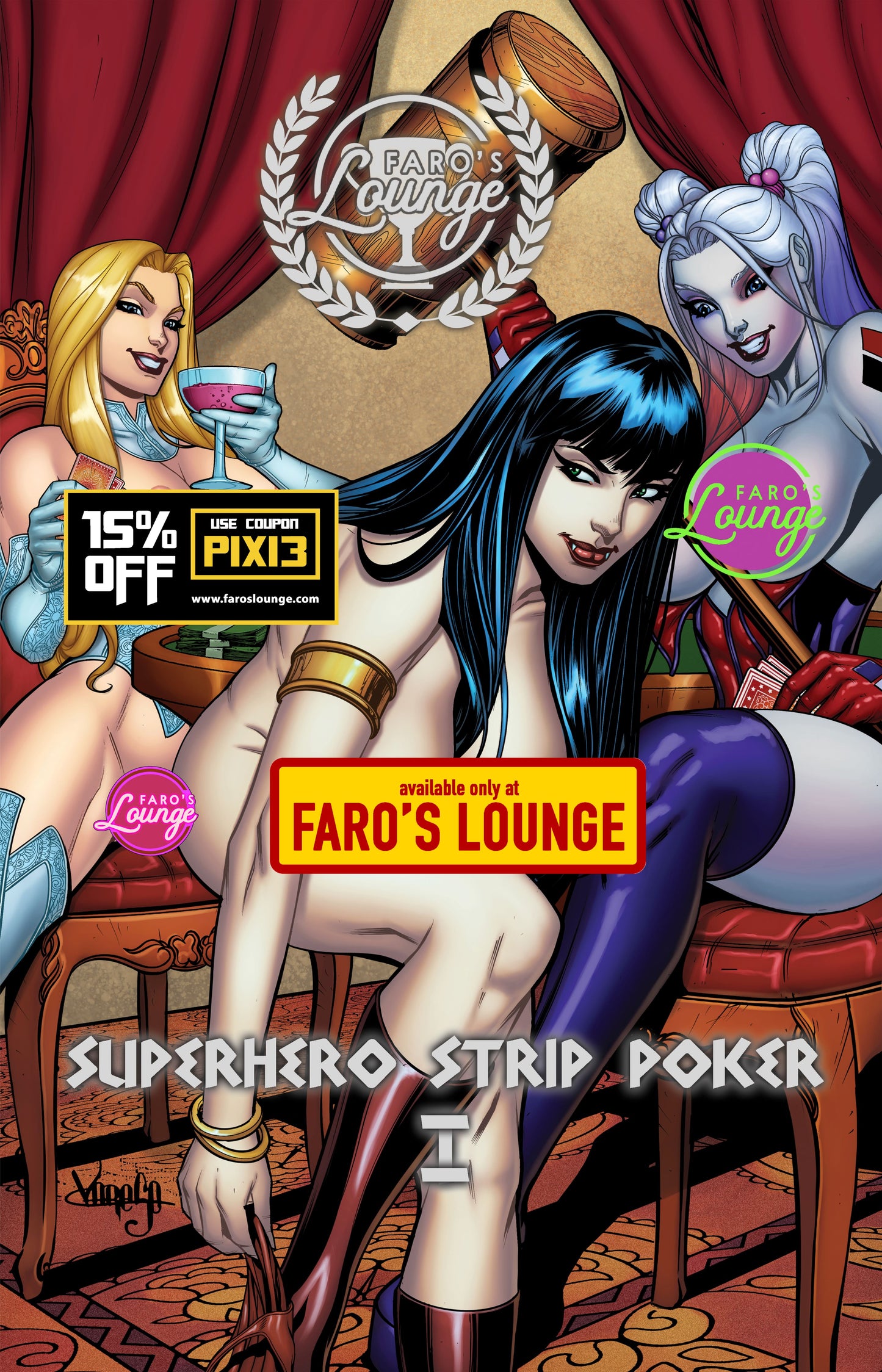 Superhero Strip Poker Championship #1 – Digital Download | Emma Frost, Vampirella & Harley Quinn Mature Art Book