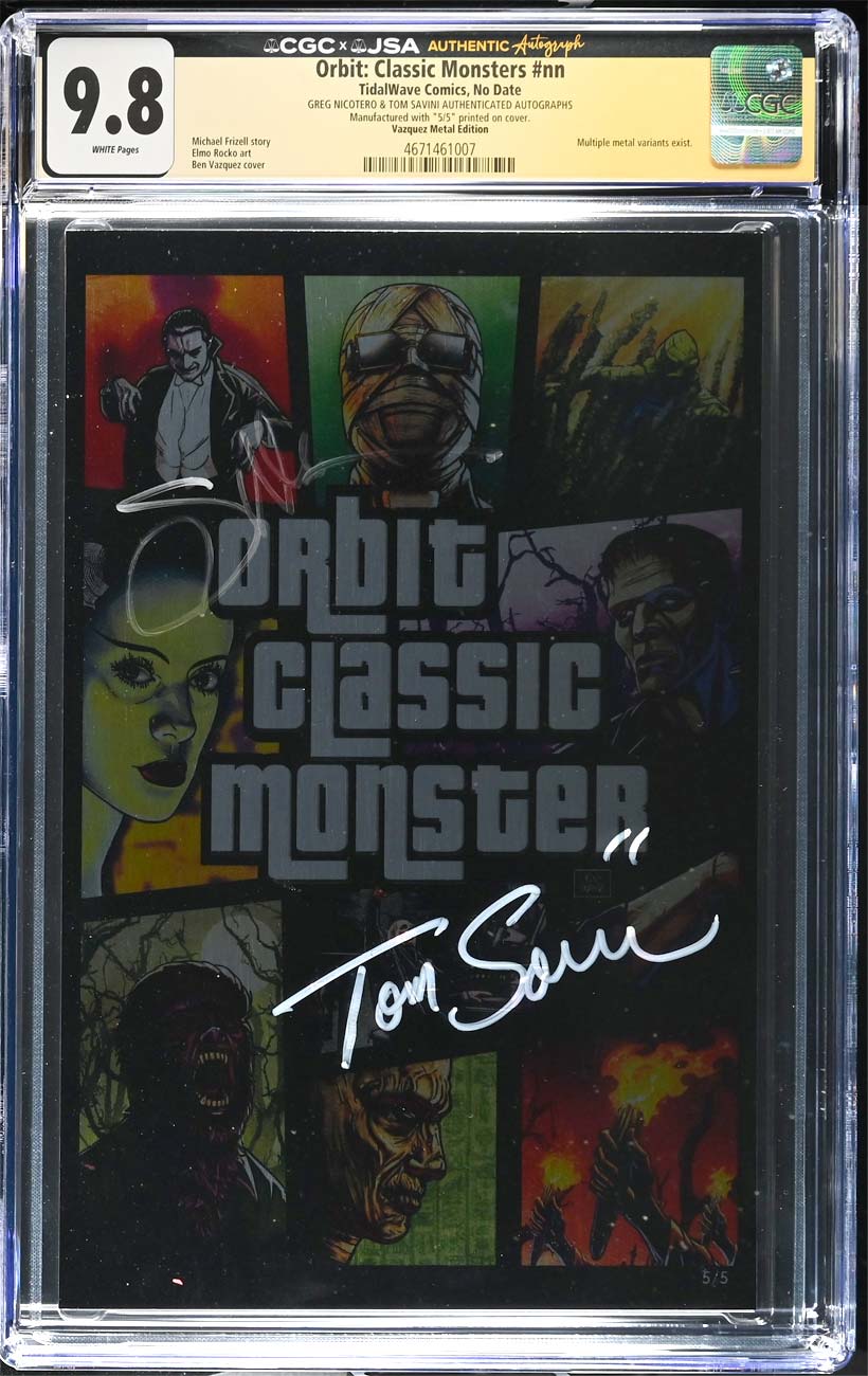 Classic Monsters #1 CGC 9.8 GTA Metal Variant Signed Nicotero & Savini #5/5